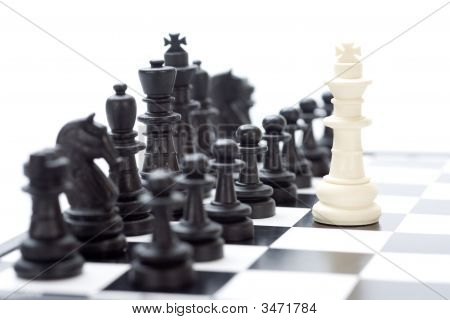 Chess Pieces On A Board Horizontal Image