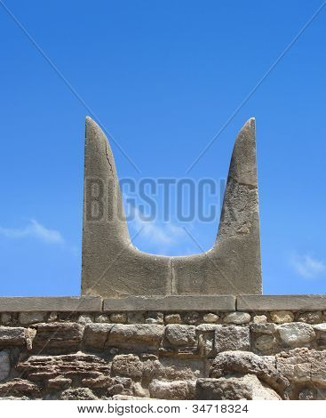 Posvátné Minotaur rohy kamenný Symbol