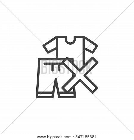 No Polyester Clothes Line Icon. Linear Style Sign For Mobile Concept And Web Design. Shirt With Shor