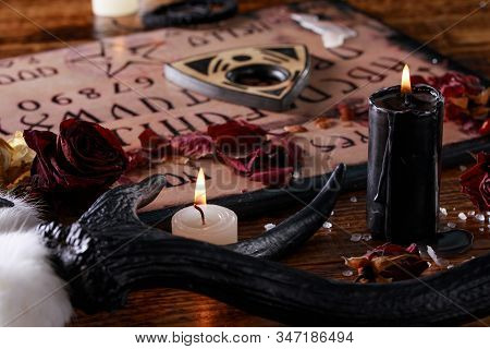 Talking Board And Planchette, Also Known As Ouija Board, Used For Communicating With The Dead And Ot