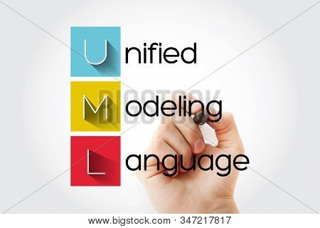 Uml - Unified Modeling Language Acronym With Marker, Technology Concept Background