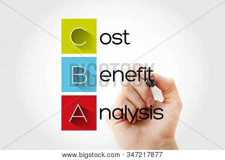 Cba - Cost-benefit Analysis Acronym With Marker, Business Concept Background