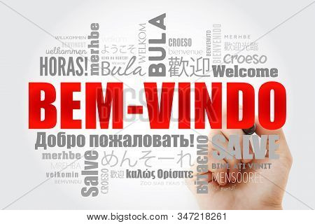 Bem-vindo (welcome In Portuguese) Word Cloud With Marker In Different Languages
