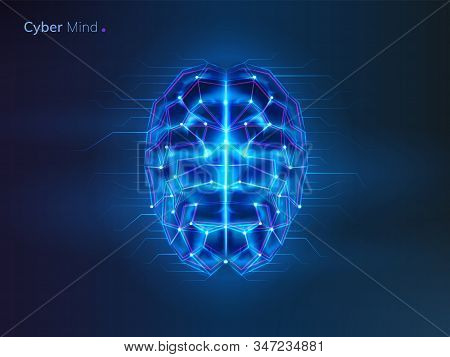 Glowing Brain With Connection Lines. Neural Network Or Machine Learning Background. Ai Or Artificial