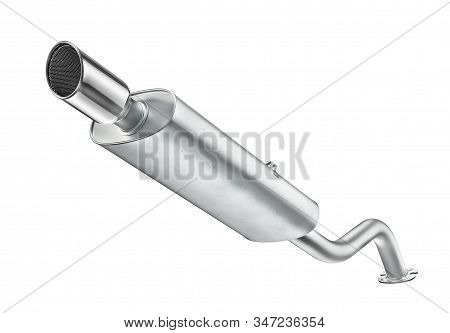 Exhaust Pipe Isolated On A White Background. 3d Illustration