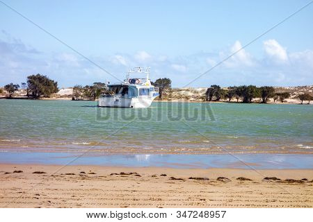 A Luxury Yacht In Lake Magic In Western Australia Near Hyden City