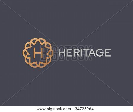 Premium Letter H Vector Logotype. Elegant Floral Frame With Letter Icon Logo. Alphabet Symbol Mark.