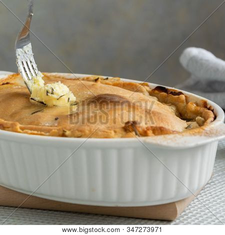 Spread With Fresh Butter Ready To Eat Stuffed Italian Schiacciata In A Baking Dish