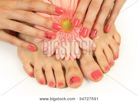 Pedicure e manicure rosa bela