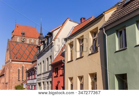 Houses And Church In The Historic Center Of Gustrow, Germany