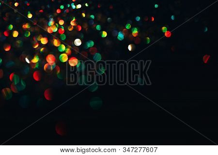 Color Lights Bokeh, Colourfull Sparkles On Black Backgrounds, Overlay Layer.