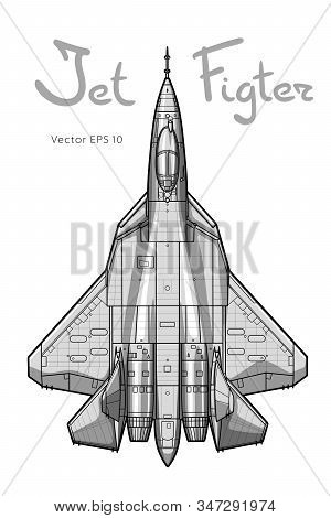 The Newest Russian Jet Fighter Aircraft. Vector Draw