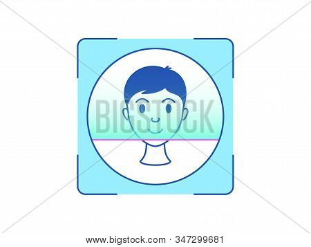 Face Recognition, Icon. Biometric Scanning System For Human Head, Interface Of Person Identification