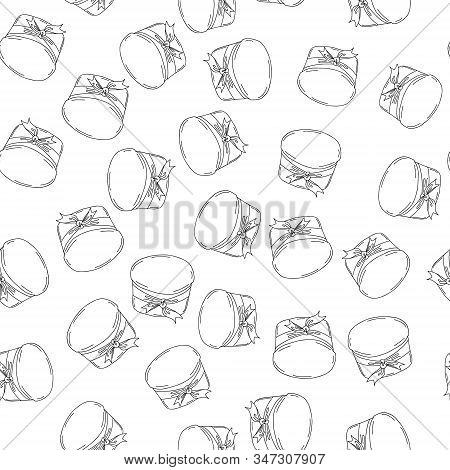 Spring Easter Cake.hand Drawing With A Line. On White Background. For The Spring Holiday Easter, A T