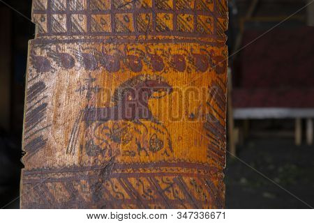 Spinning Wheel For Wool. 19th Century. Mezen Painting.