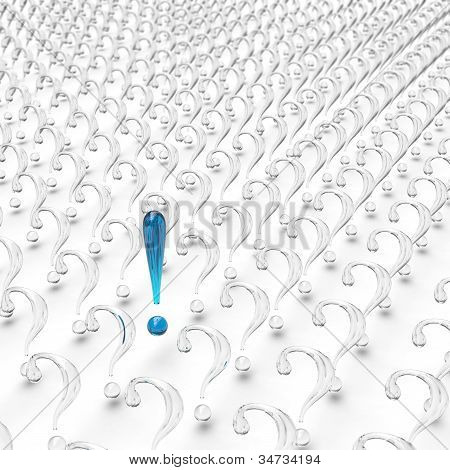 Utrop och frågor sammansättning, glas