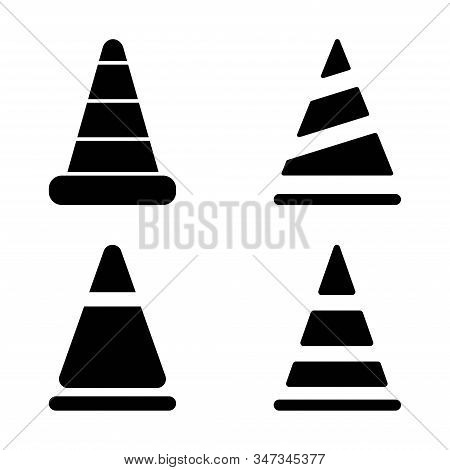 Traffic Cones. Black Highway Traffic Cone With White Stripes.road Repair.