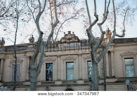 Architectural Detail Of The Fabre Museum In Montpellier