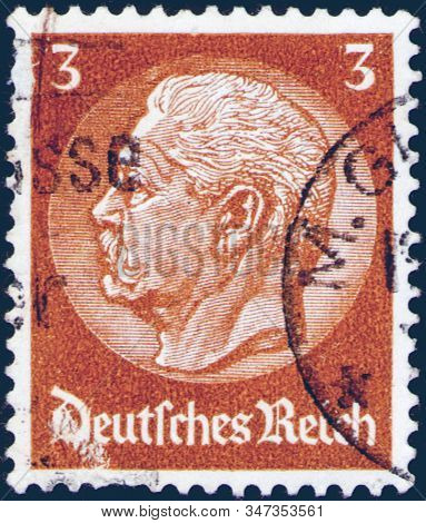 Saint Petersburg, Russia - January 26, 2020: Stamp Issued In The Germany With A Portrait Of Paul Von
