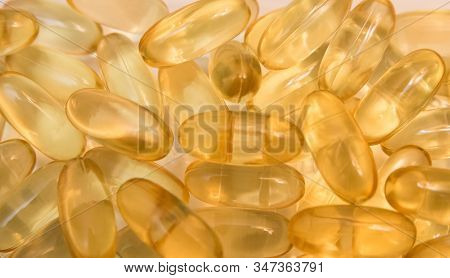 Vitaminen Omega 3 Oil In Capsules On White Background.