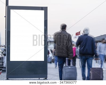 Istanbul Eminonu Advertising Sign On The Beach.