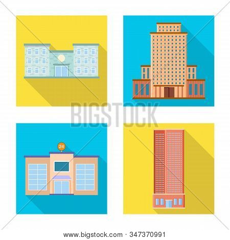 Isolated Object Of Municipal And Center Logo. Set Of Municipal And Estate Vector Icon For Stock.