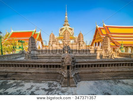 Angkor Wat Model With Phra Sawet Kudakhan Wihan Yot At Wat Phra Kaew (temple Of The Emerald Buddha) 