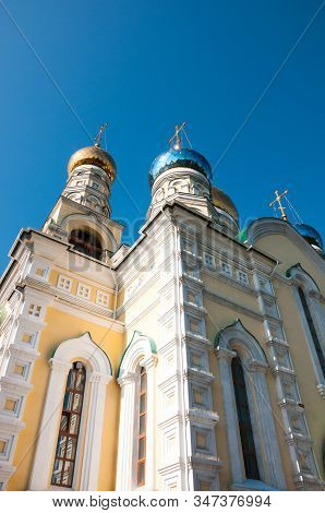 Russia, Vladivostok, July 2018: Cathedral Of Intercession Of  Holy Virgin