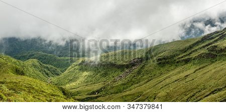 La Soufriere Volcano Hillside Covered In Green, Saint Vincent And The Grenadines