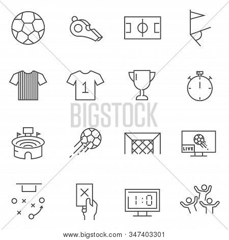 Set Of Soccer Line Vector Icons. Outline Style
