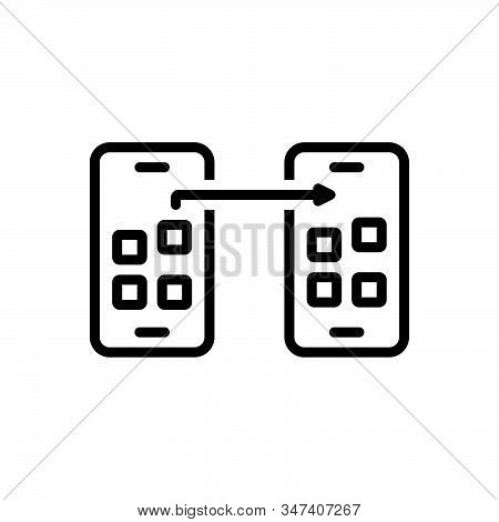 Black Line Icon For Portability Data Exchange App Transfer Transfer Database Smartphone Electronics 