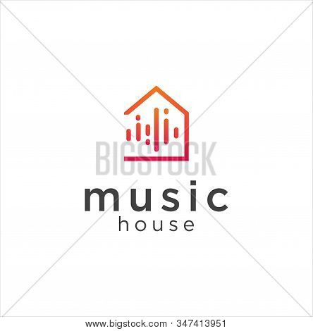 Music House Logo Design Vector Stock Illustration