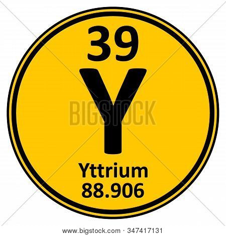 Periodic Table Element Yttrium Icon On White Background. Vector Illustration.