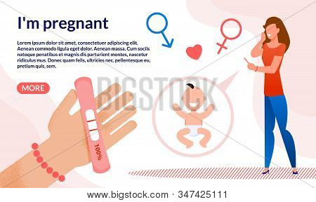 Pregnancy Efficient And Accurate Testing Trendy Flat Vector Web Banner, Landing Page. Woman Getting 
