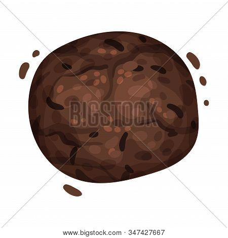 Chocolate Cookie Crumbs And Chips Isolated On White Background Vector Item