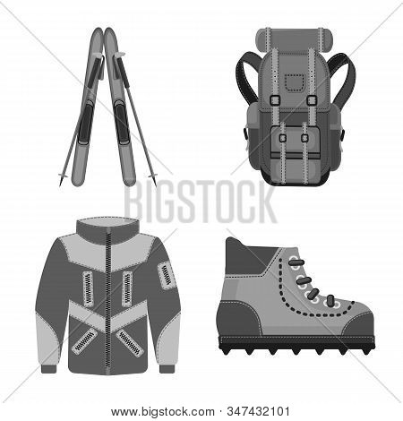 Vector Illustration Of Mountaineering And Peak Icon. Collection Of Mountaineering And Camp Stock Vec