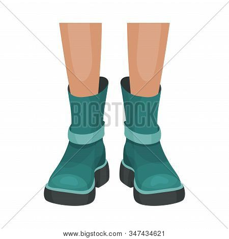 Low Shoes Or Boots With Thick Sole For Autumn Or Spring Season Vector Illustration