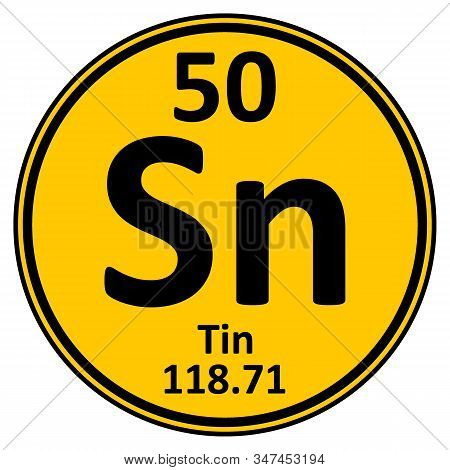 Periodic Table Element Tin Icon On White Background. Vector Illustration.