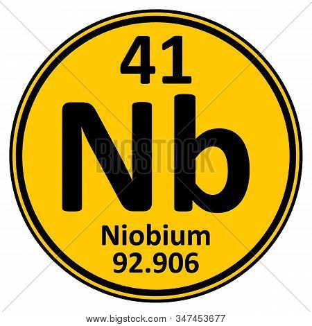 Periodic Table Element Niobium Icon On White Background. Vector Illustration.