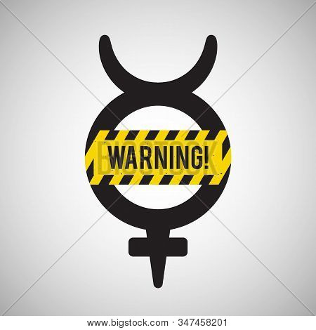 Mercury Retrograde Symbol, Warning, Planet Sign, Vector Illustration