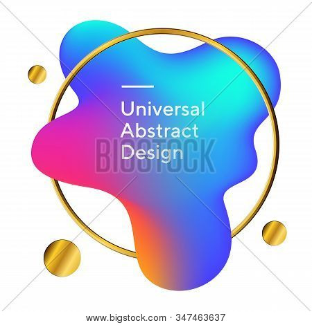 Abstract Bright Fluid Flow Shapes. Geometric Graphic Element In Circle. Dynamical, Wavy Form. Gradie