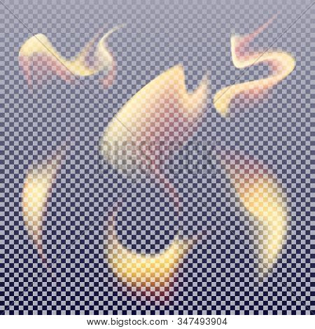 Set Of Flame Of Fire On A Transparent Background. Transparency Only In Vector Forma