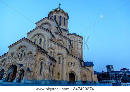 The Cathedral Of The Holy Trinity Or Tsminda Sameba (translated As The Holy Trinity). It Is Located 