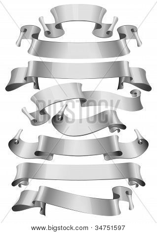 흰색 바탕에 은색 광택 리본