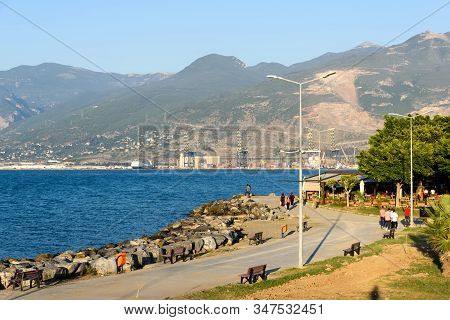 Turkey, Hatay - August 24, 2019: Beautiful View Of Iskenderun Seaside In Evening, Hatay, Turkey