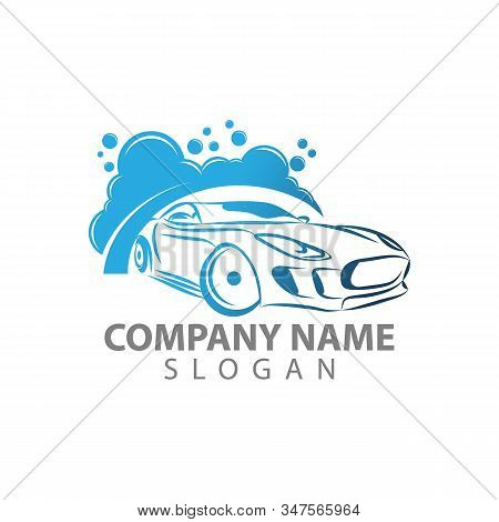 Logo Car Wash On White Background.car Wash Logo Template. Car Icon With Foam