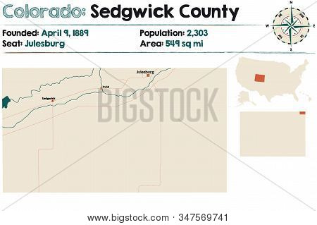 Large And Detailed Map Of Sedgwick County In Colorado, Usa.