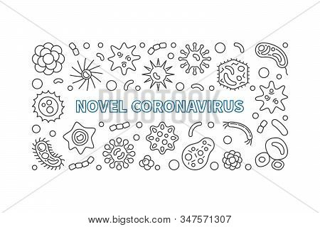 Novel Coronavirus Vector Concept Outline Horizontal Illustration