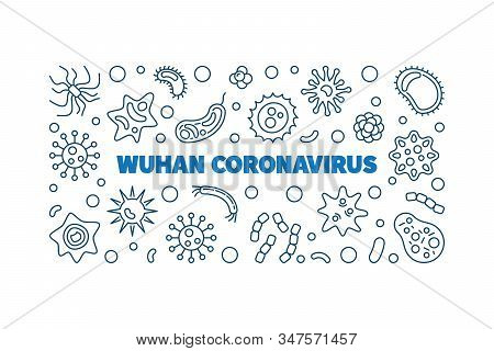 Vector Wuhan Coronavirus Concept Thin Line Horizontal Illustration