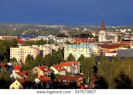 Jonkoping Town Skyline With Lake Vattern In Sweden. Jonkoping, Sweden.